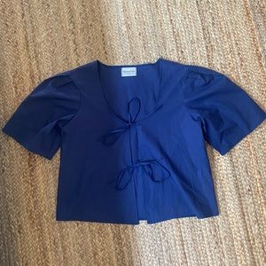 Maison Cleo Navy Cotton Poplin Agnes Blouse